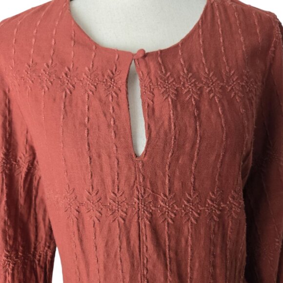 Old Navy Copper Embroidered Tiered-Hem Long Sleeve Swing Dress L - Picture 4 of 9